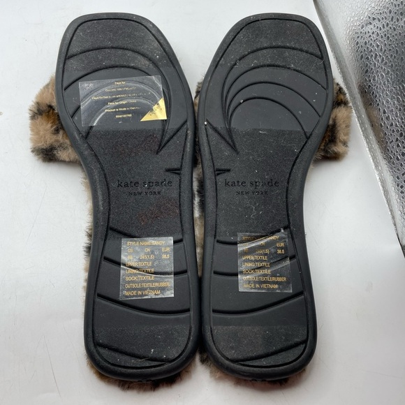 Kate Spade Sandy women’s  Furry Animal Print Slippers size 8 - Picture 8 of 10